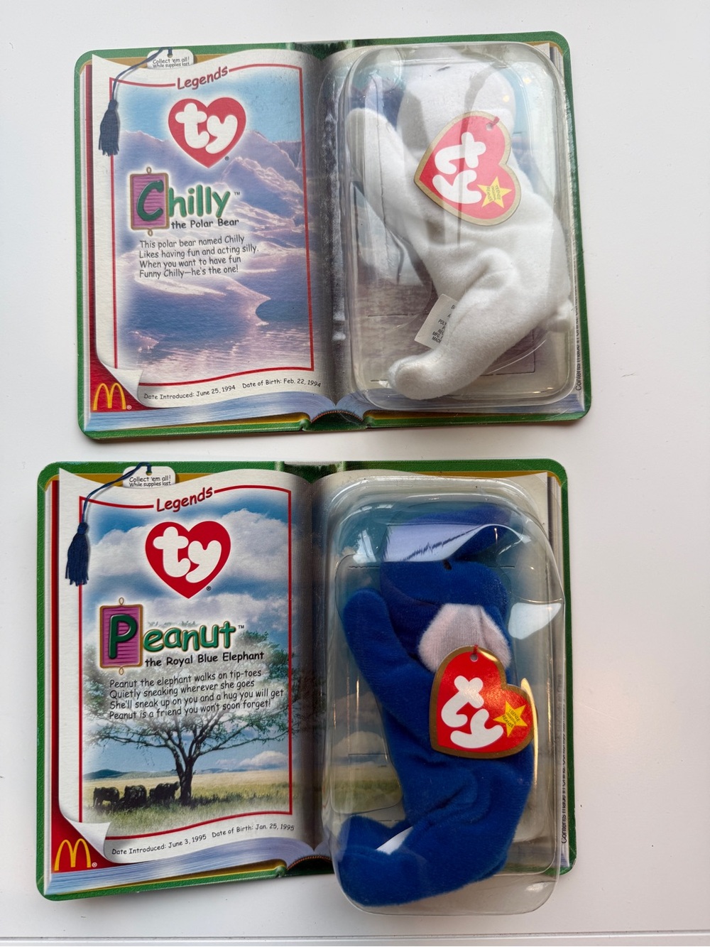 TY Legend Beanie Babies Chilly & Peanut